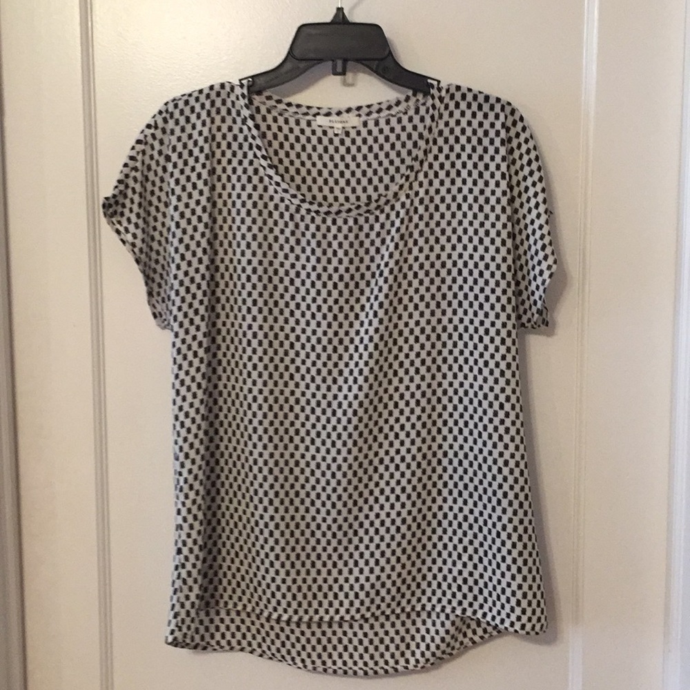 Black and white scoop neck blouse, size S